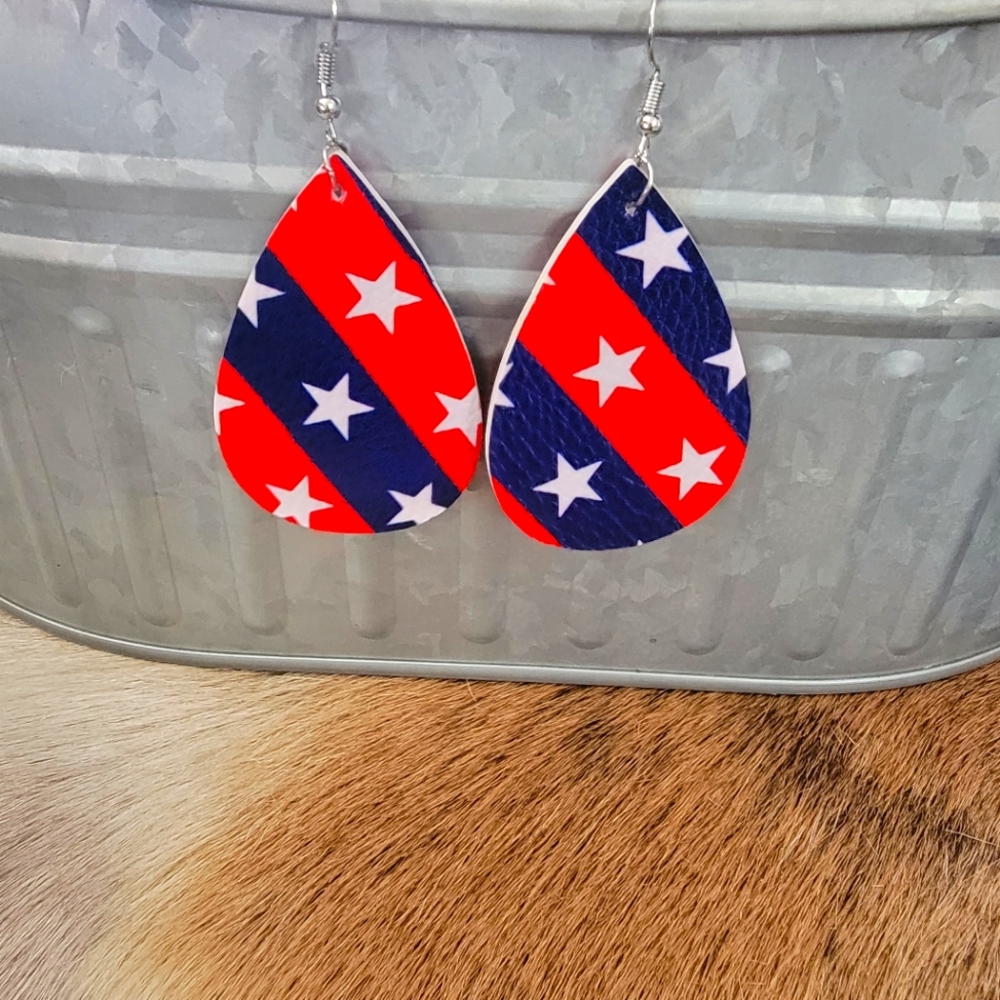 Faux leather teardrop earrings